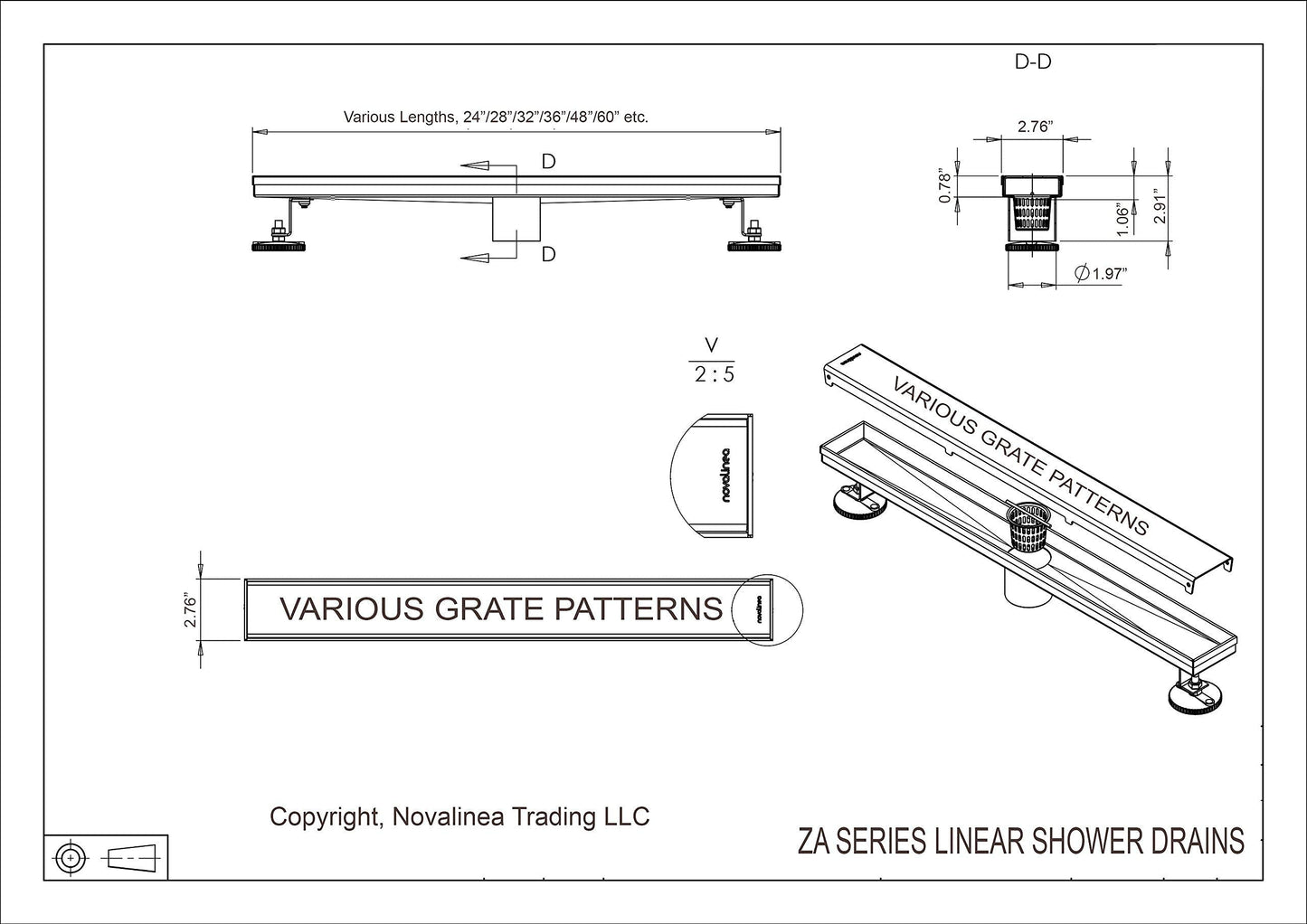 58 Inch Brick Pattern Drain